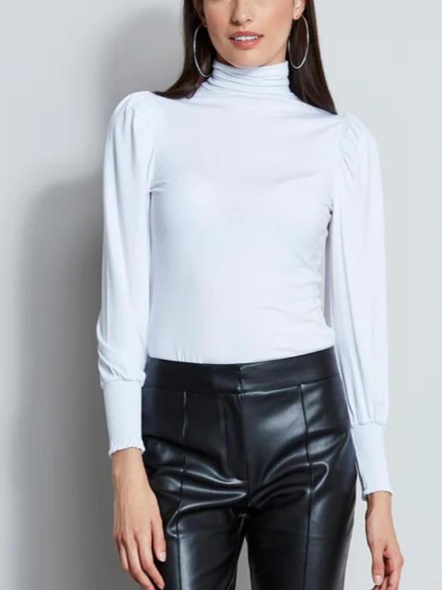 Elie Tahari - Puff Sleeve Knit Turtleneck - Sz M