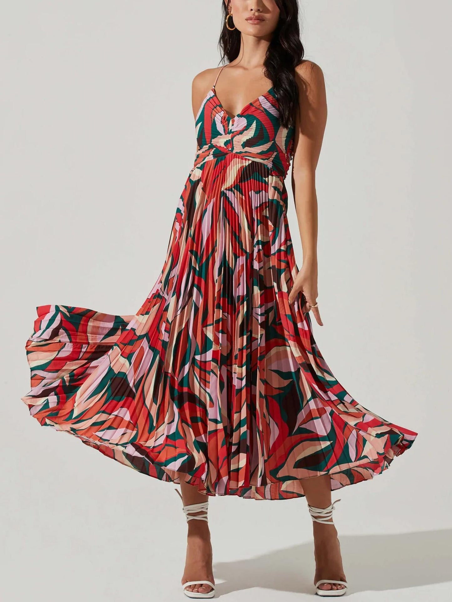 ASTR the Label - Blythe Open Back Plisse Midi Dress - Sz M