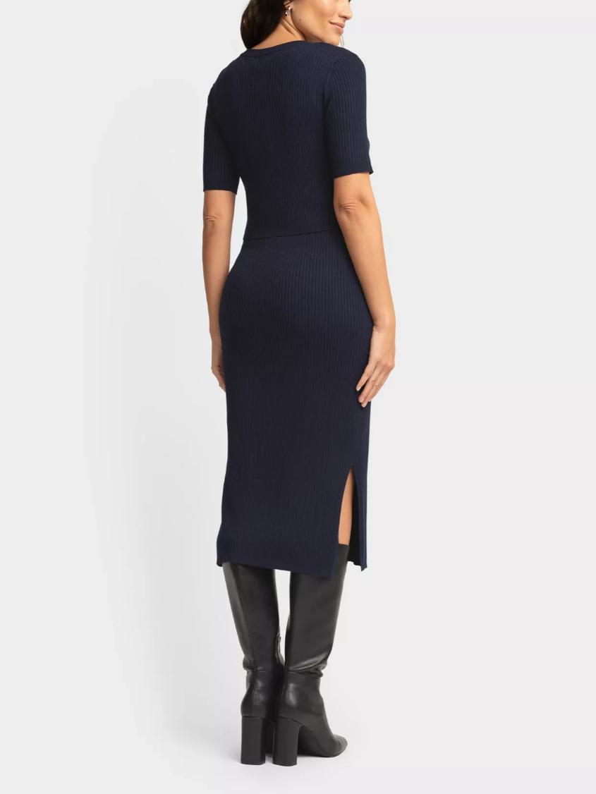 Seraphine - Amaya Short Sleeve Maternity Knit Dress - Navy