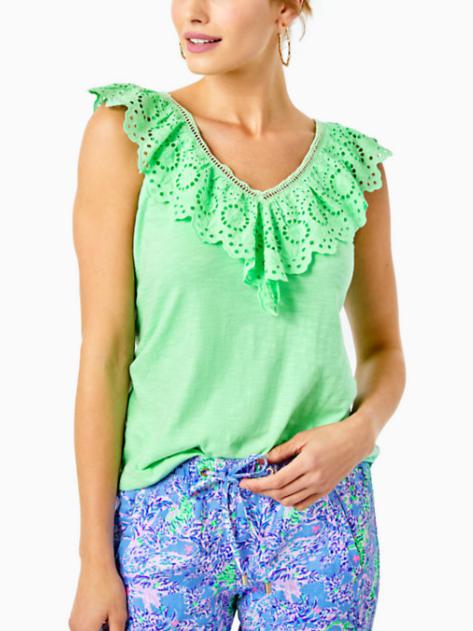 Lilly Pulitzer - Sleeveless Eyelet Plaza Top - Sz XL