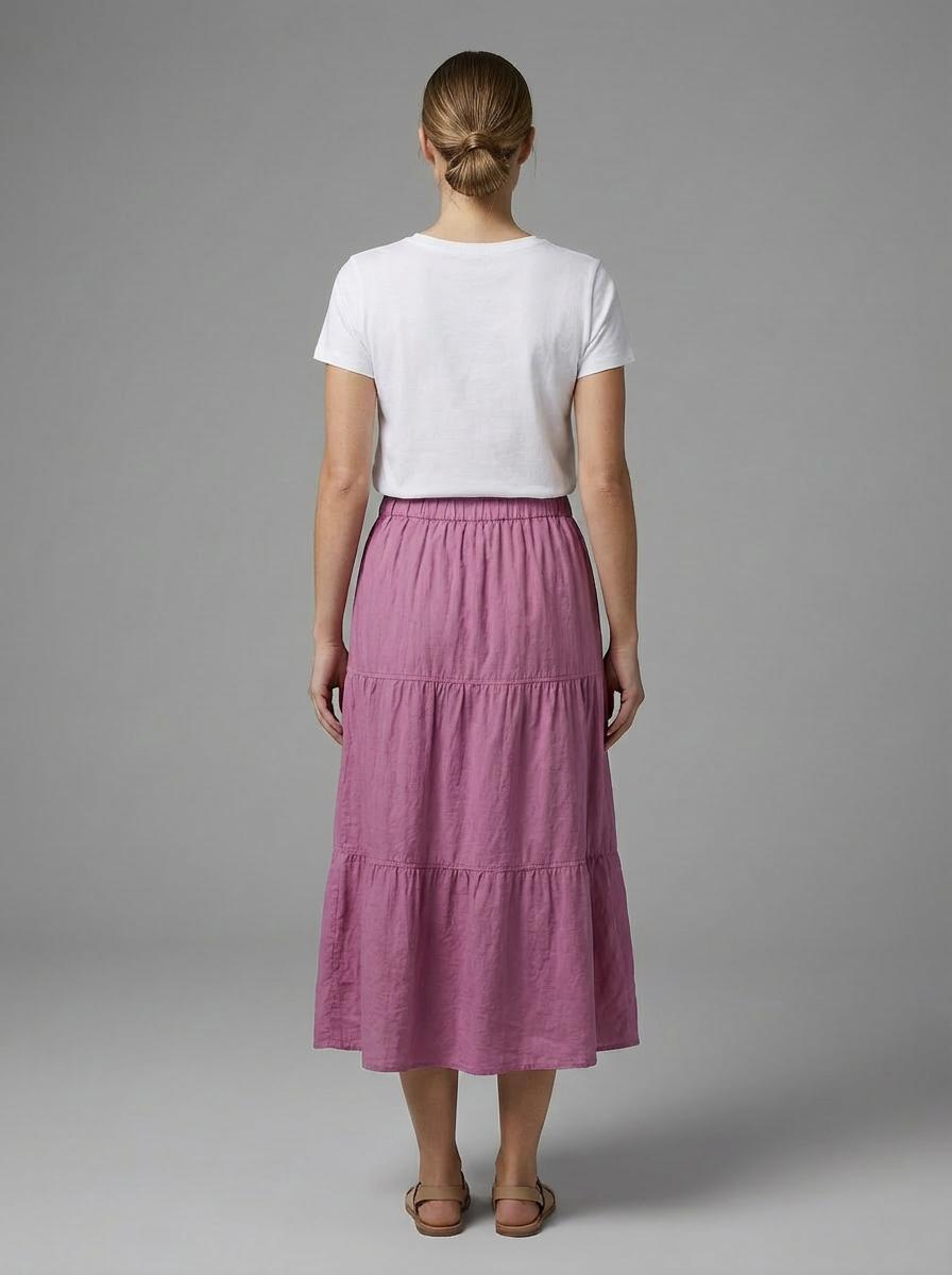 Vince - Pull-On Tiered Midi Skirt - Sz S