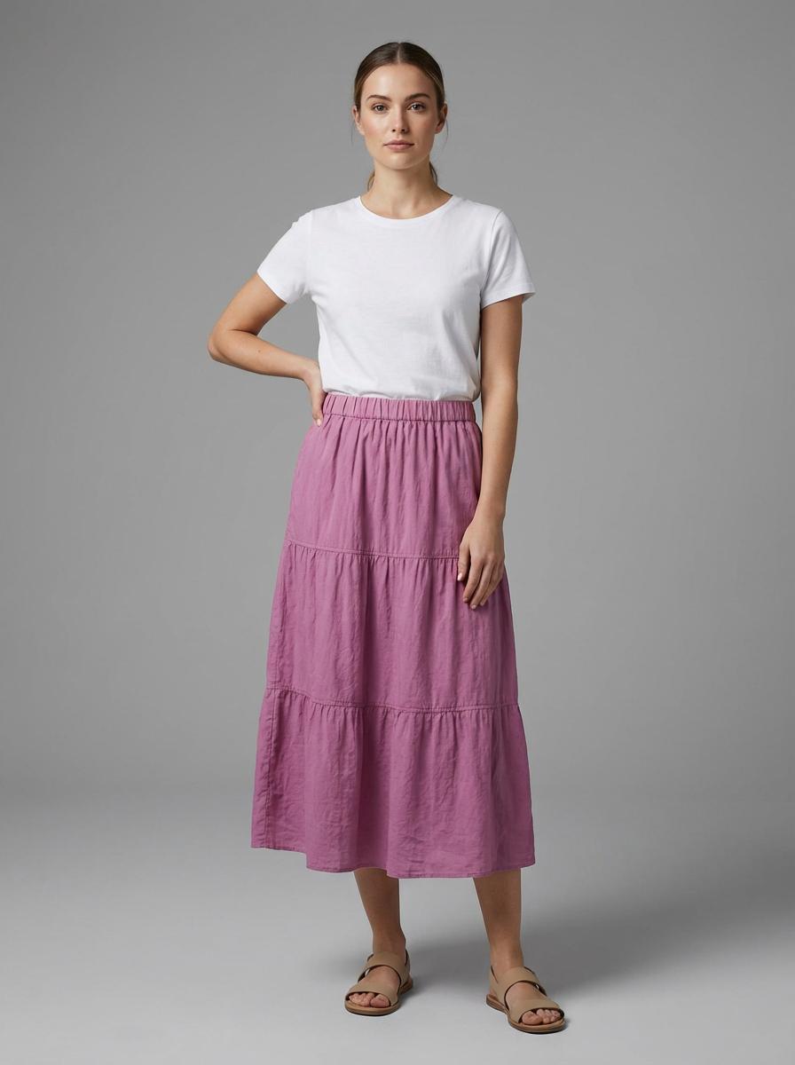 Vince - Pull-On Tiered Midi Skirt - Sz S