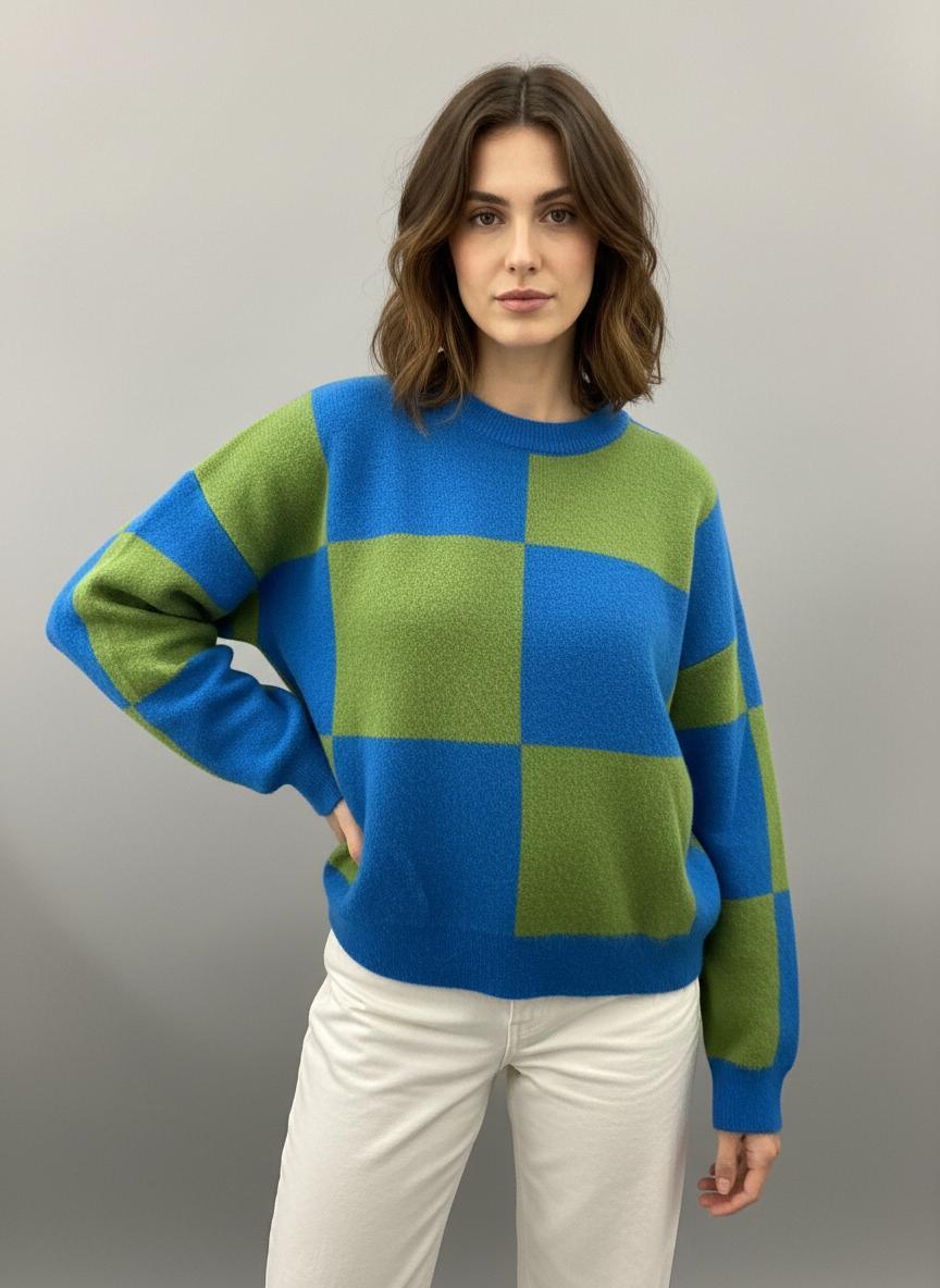 FRNCH - Aurora Check Sweater - Sz M