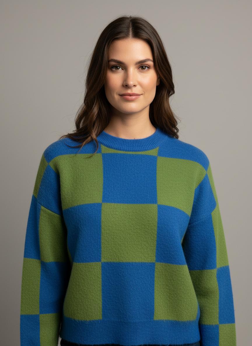 FRNCH - Aurora Check Sweater - Sz M
