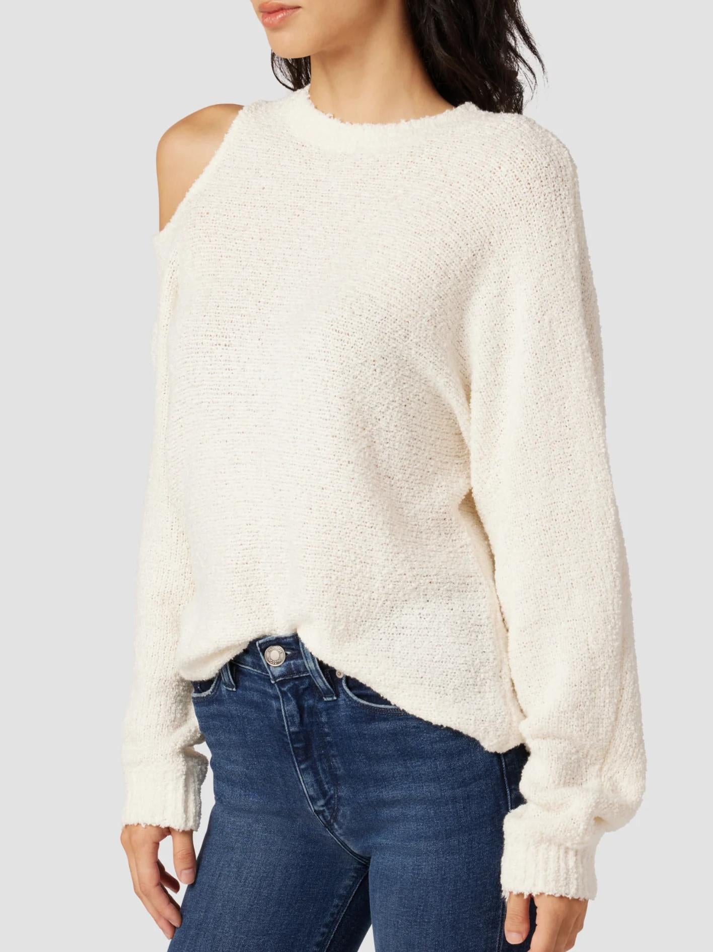 Hudson Jeans - Crew Neck Long Sleeve Cut-Out Cotton Blend Sweater - Sz M