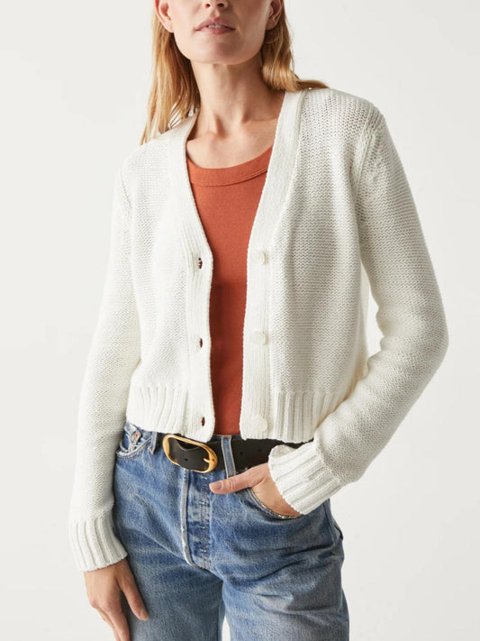 Michael Stars - Fran Cropped V-Neck Cotton Cardigan - Sz M