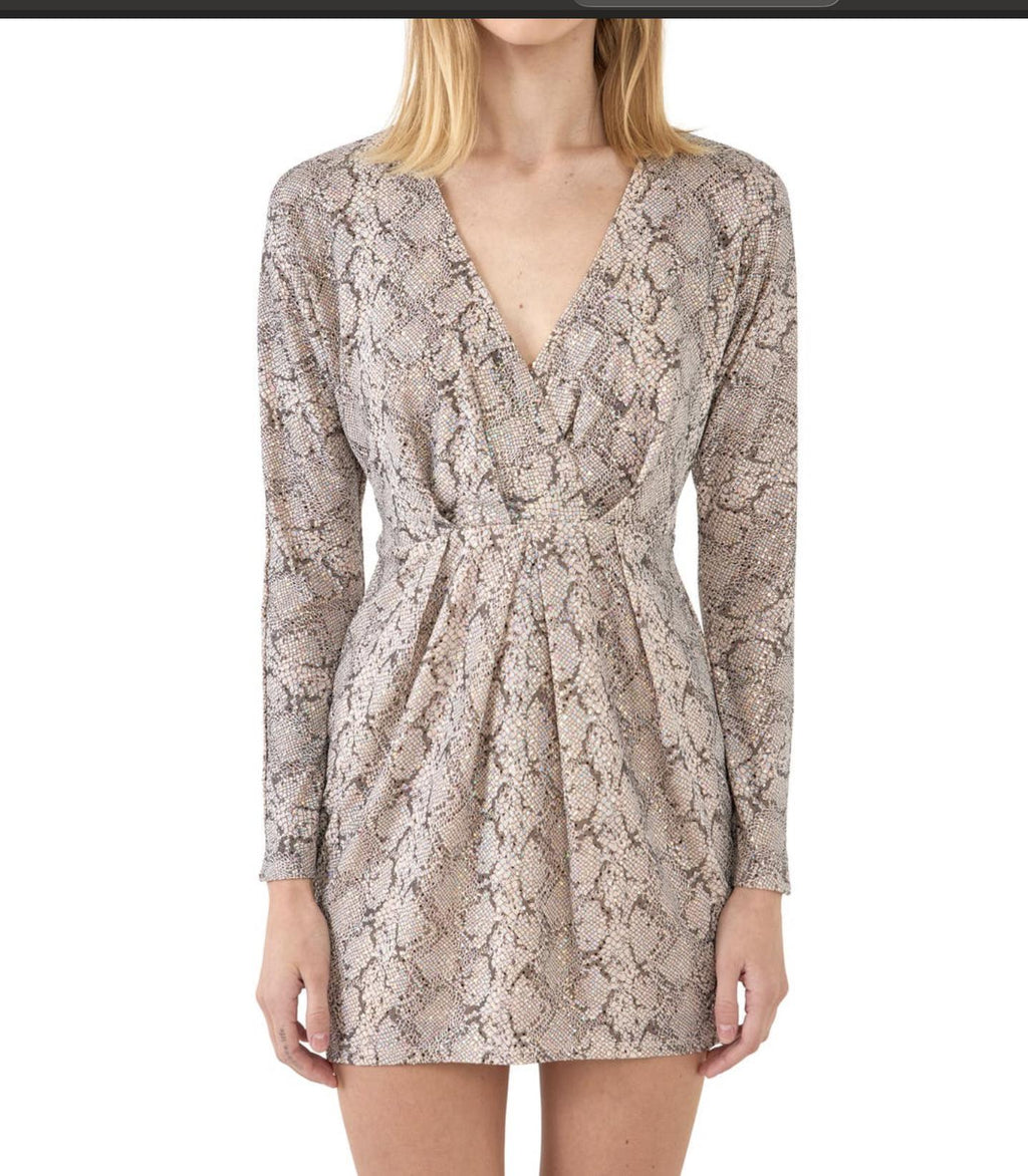 Endless Rose - Iridescent Sparkle Snakeskin Print Mini Dress - Sz XS