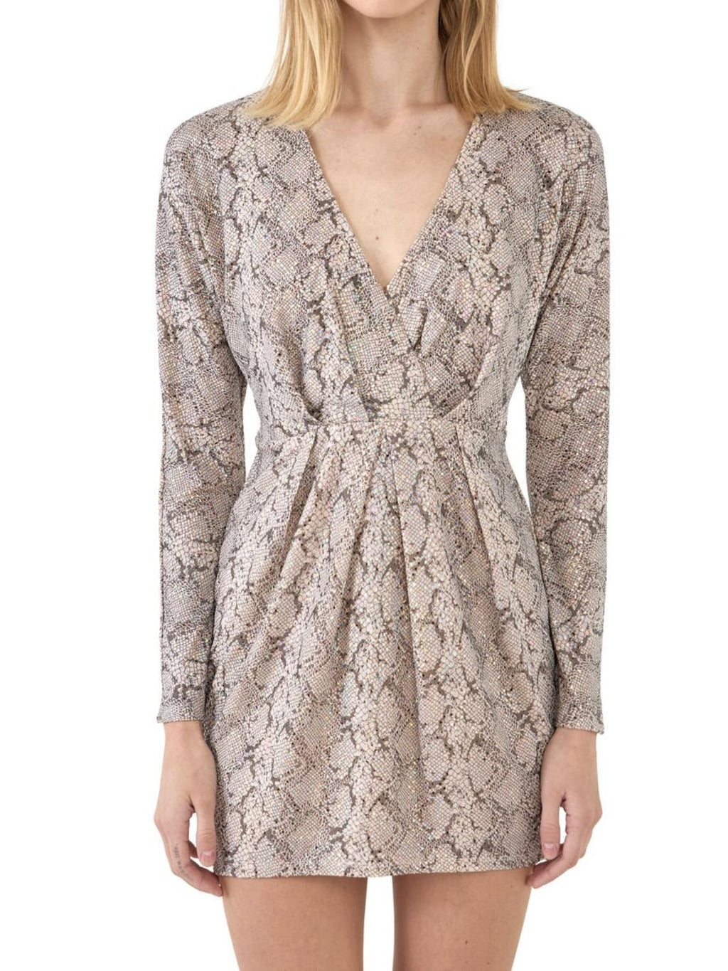 Endless Rose - Iridescent Sparkle Snakeskin Print Mini Dress - Sz XS