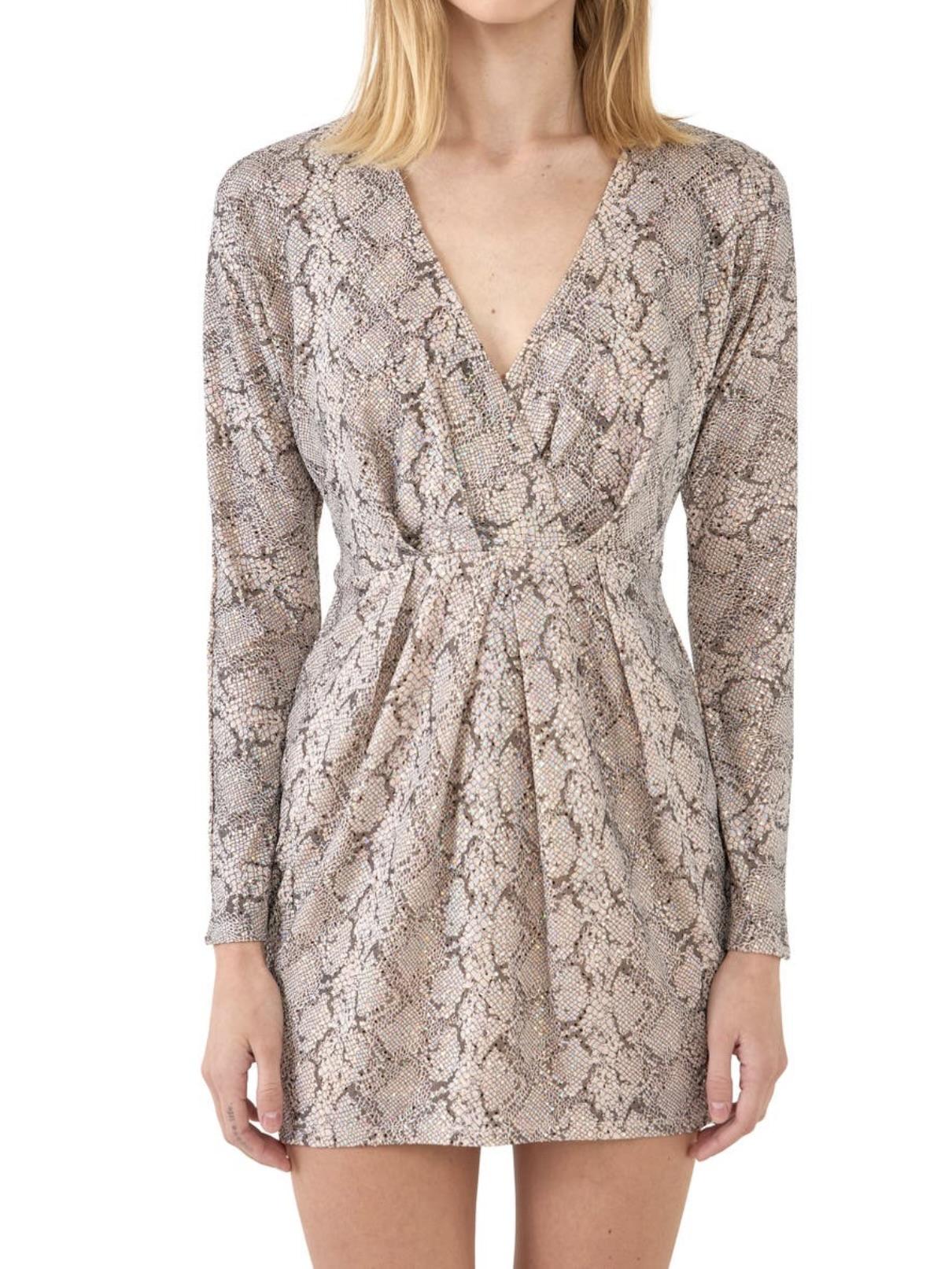Endless Rose - Iridescent Sparkle Snakeskin Print Mini Dress - Sz XS