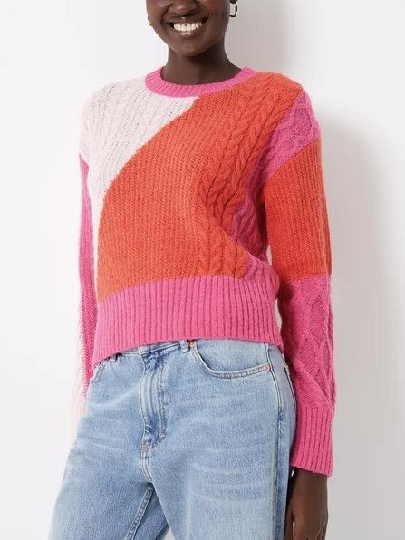 French Connection - Madelyn Colorblocked Cable Sweater - Sz L