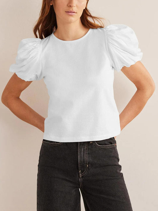 Boden - Puff Sleeve Jersey Top - Sz 6