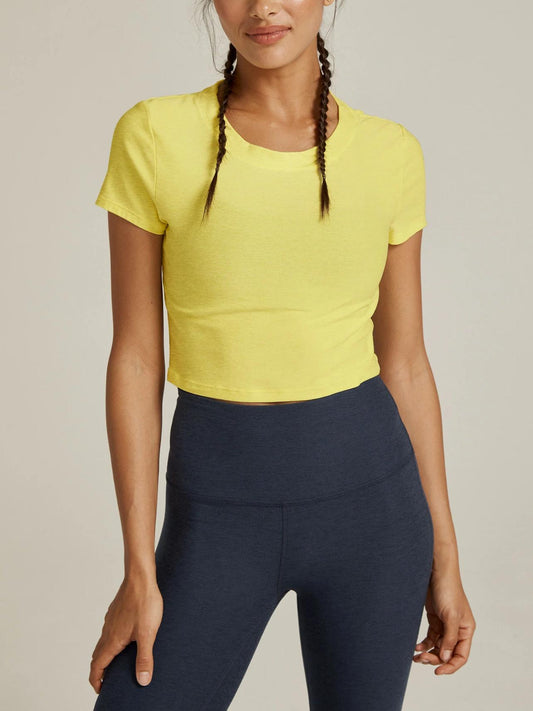 Beyond Yoga - Perspective Open Back Cropped Tee - Sz XL