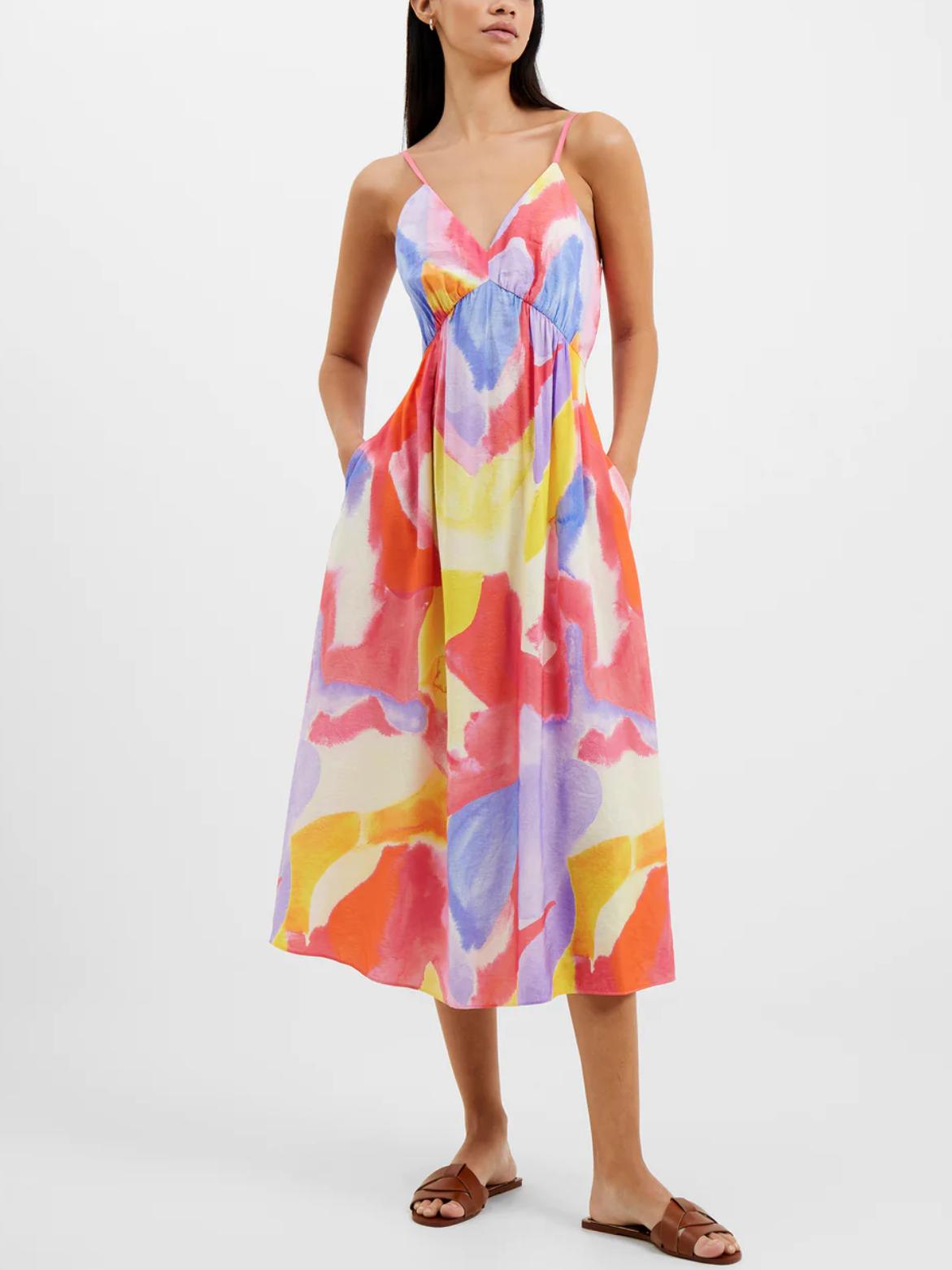 French Connection - Isadora Faron Drape Sun Midi Dress - Sz 8