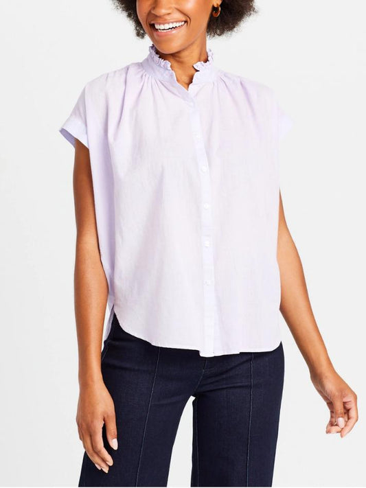 Brass - Frill Collar Short Sleeve Top - Sz S