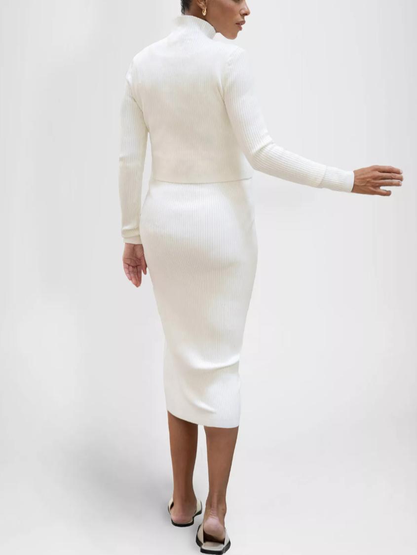 Seraphine - Grazia Ribbed Maternity Dress - White