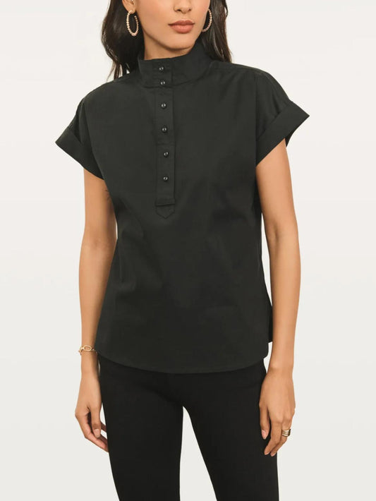 Donna Karan - Cap Sleeve Mock Neck Cotton Blend Tunic - Sz XL