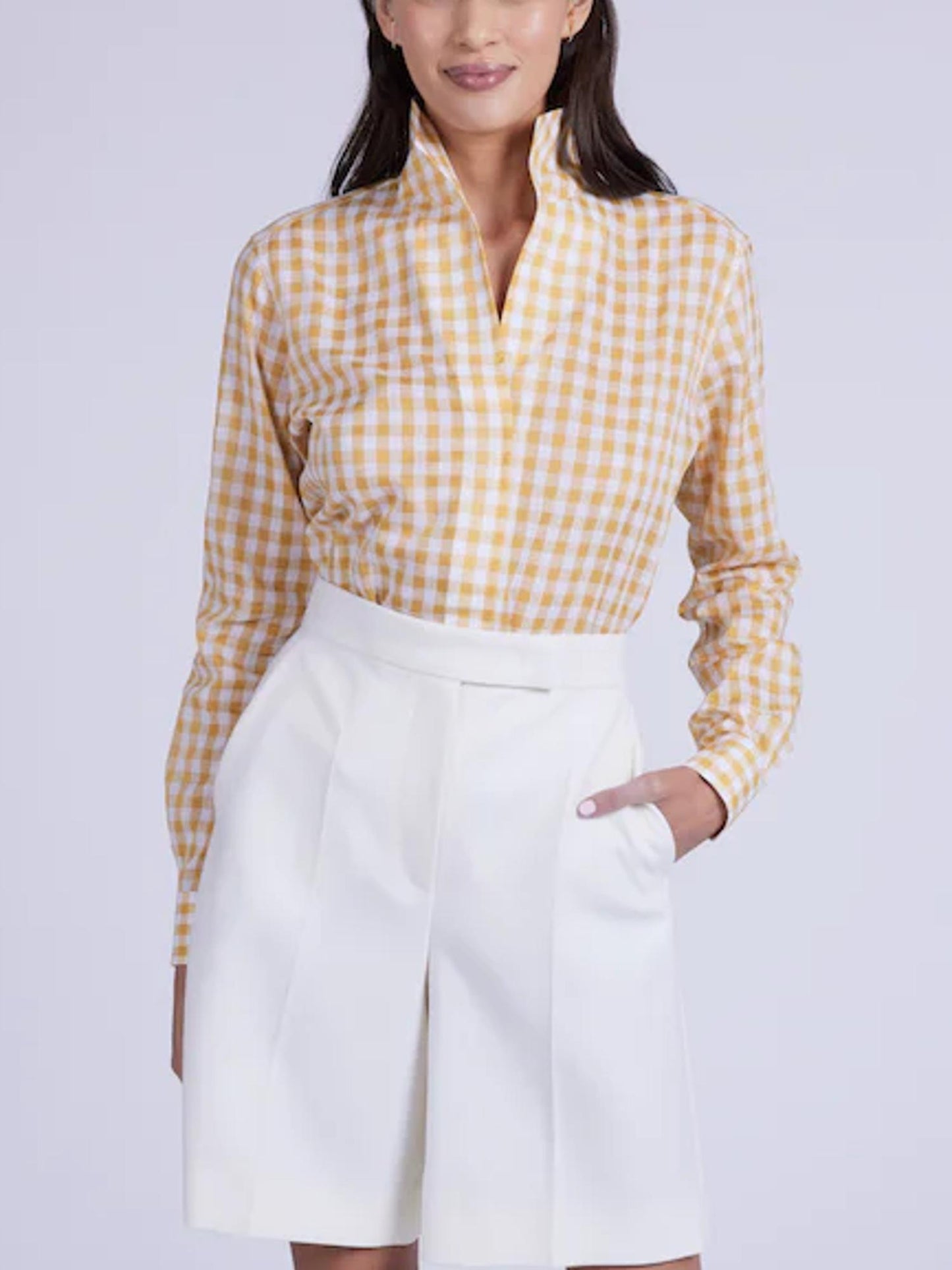 Sarah Alexandra - Linen Blend Shapeable Collar Button Up Signature Shirt - Sz 10