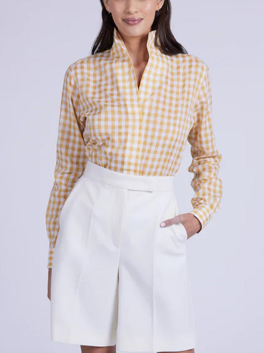 Sarah Alexandra - Linen Blend Shapeable Collar Button Up Signature Shirt - Sz 10