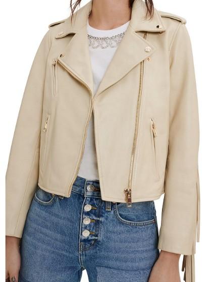 Maje - Bexol Fringe Sleeve Leather Jacket - Sz L