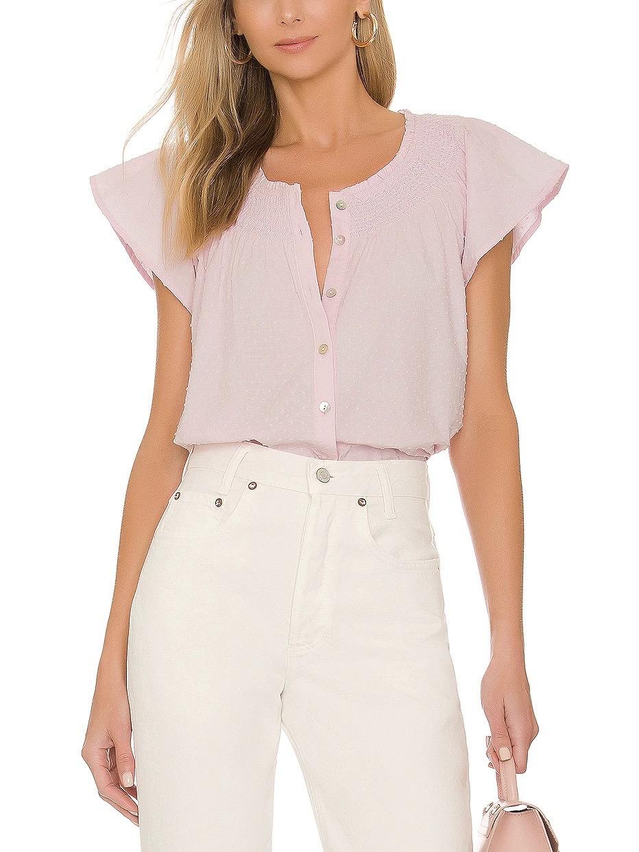 BB Dakota - Cap Sleeve Fairy Dust Button Up Blouse - Sz S