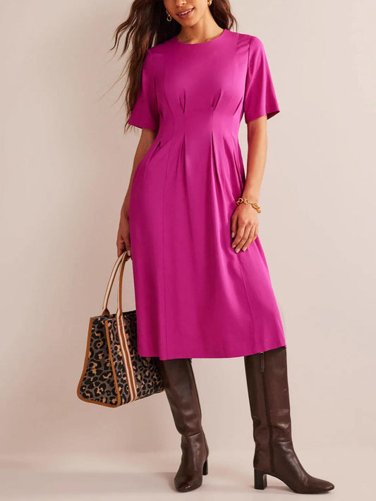 Boden - Short Sleeve Pleated Midi Dress - Sz 6