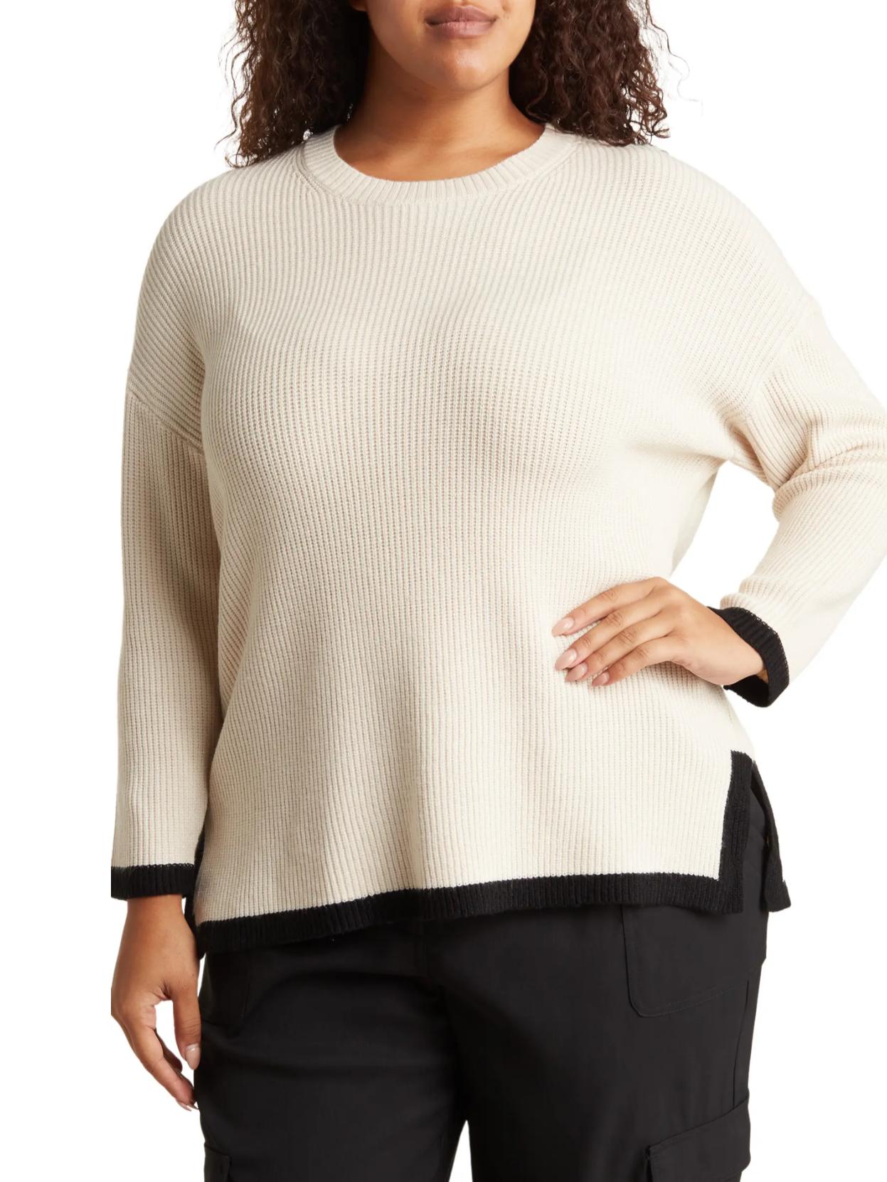 T Tahari - Tipped Shaker Knit Tunic Sweater - Sz S