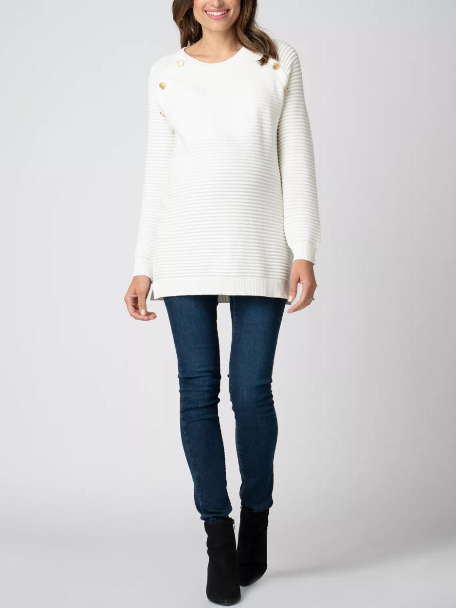Seraphine - Amalia Ripple Stitch Nursing Sweater - Off White