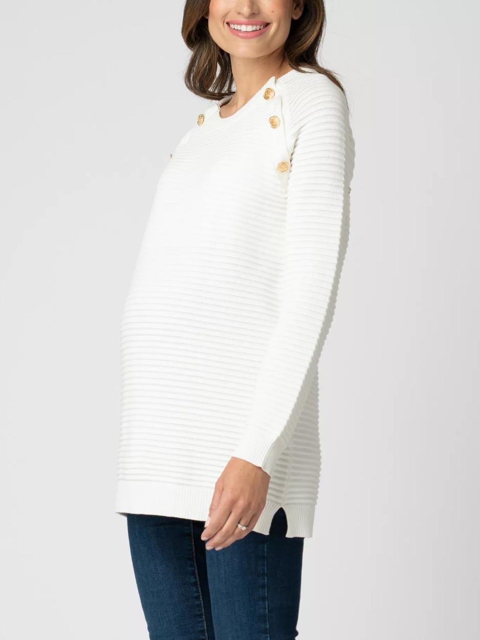 Seraphine - Amalia Ripple Stitch Nursing Sweater - Off White