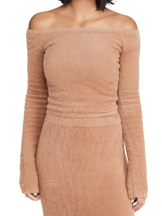 LAPOINTE - Soft Teddy Off Shoulder Cropped Sweater - Sz M