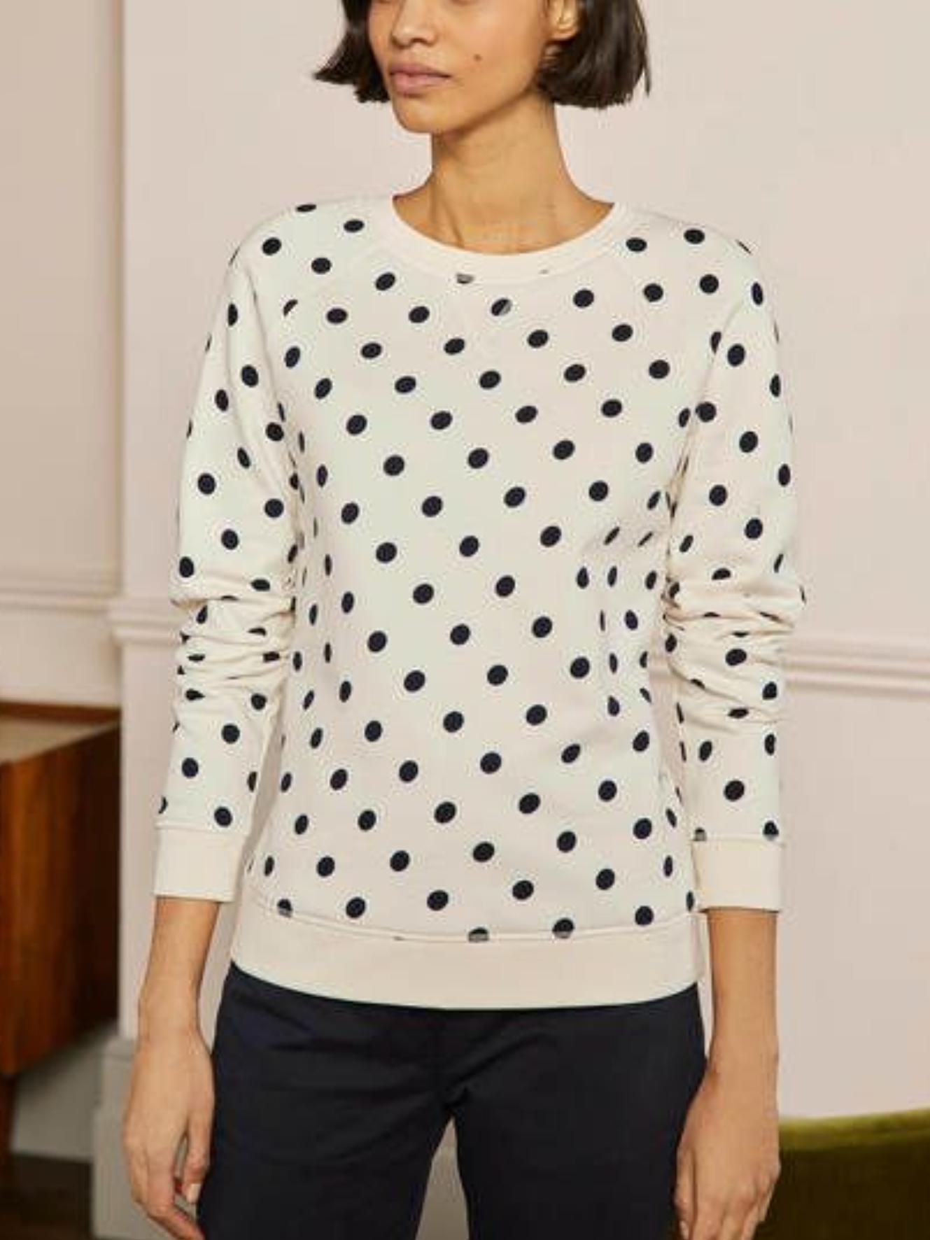 Boden - Cotton Ribbed Trim Sweatshirt - Sz L