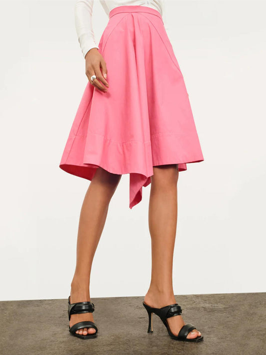 Donna Karan - Poplin Midi Asymmetrical Skirt - Sz 8