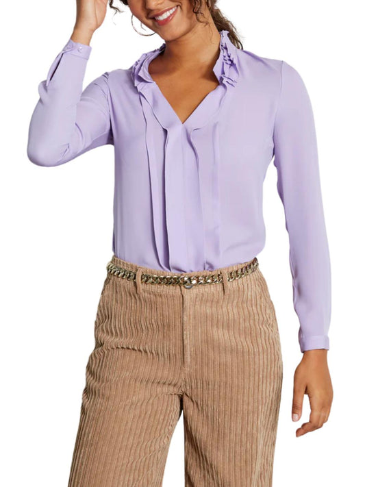 Elie Tahari - Silk Ruffle Neck Shirt - Sz S