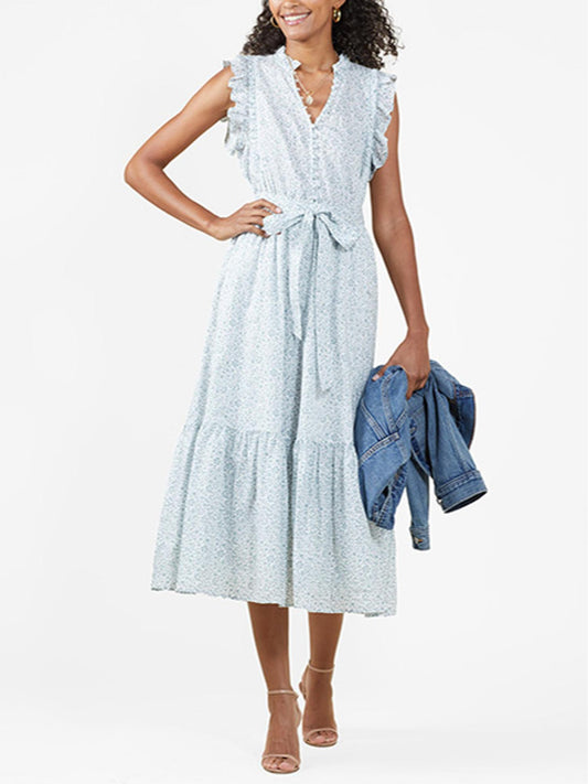 Outerknown - Canyon Ruffle Sleeve Midi Dress - Sz L