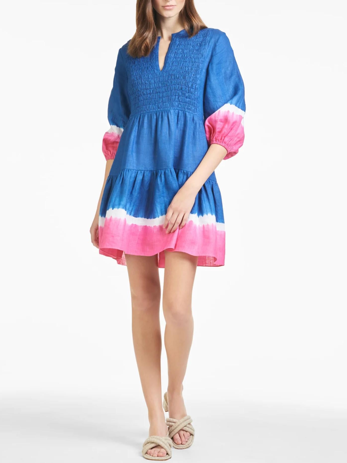 Sachin & Babi - Coco Split Neck Cotton Mini Dress - Sz L