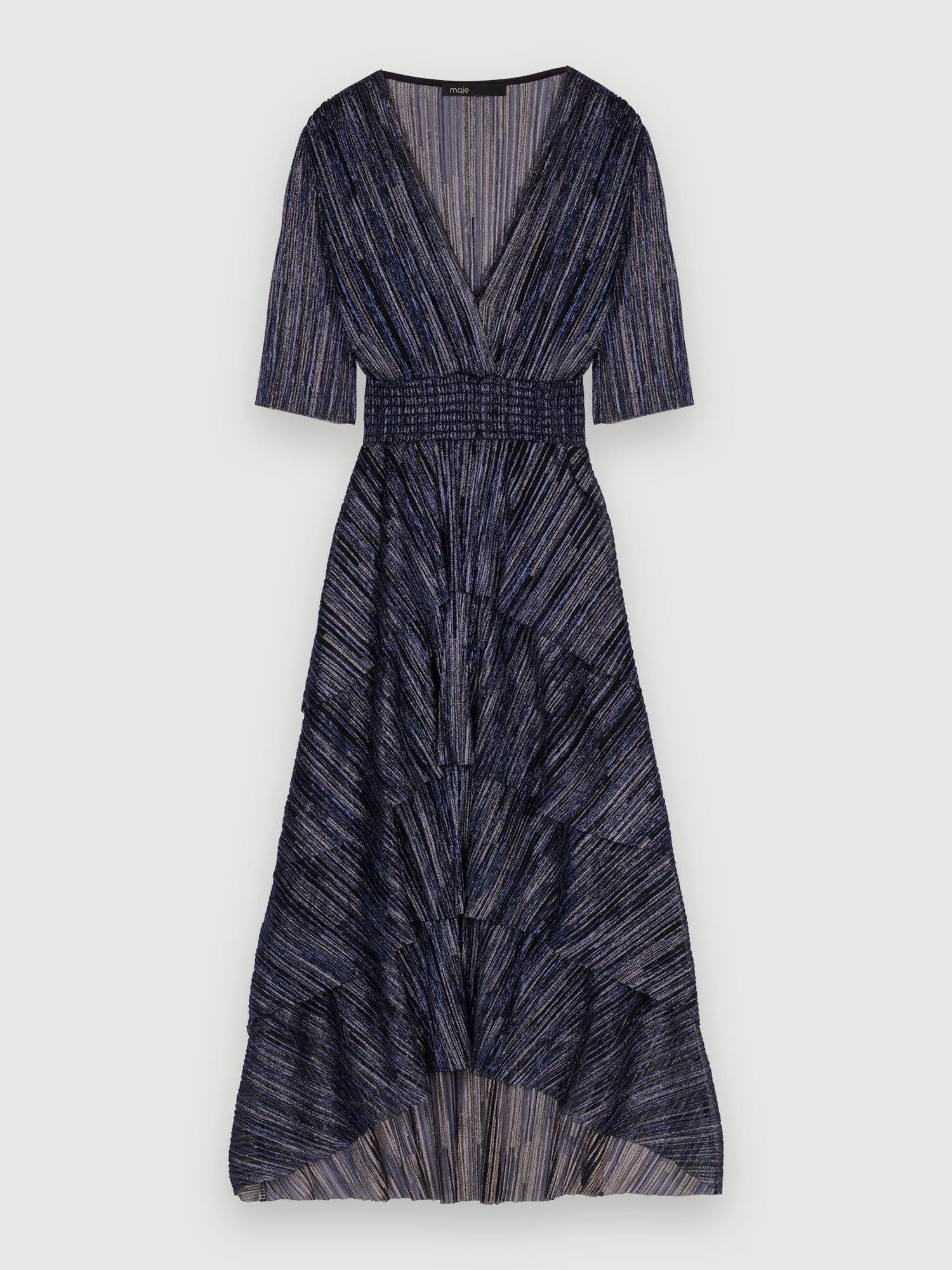 Maje - Tiered Lame Midi Dress - Sz L
