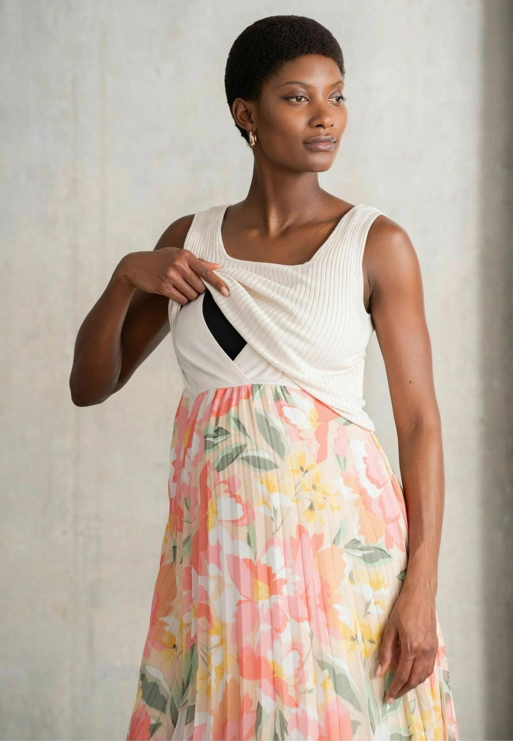 Seraphine - Arabella Knit Top with Pleat Skirt Nursing Dress