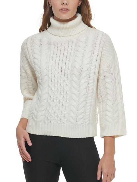 Calvin Klein - Crop Cable Knit Turtleneck Oversized Sweater - Sz S