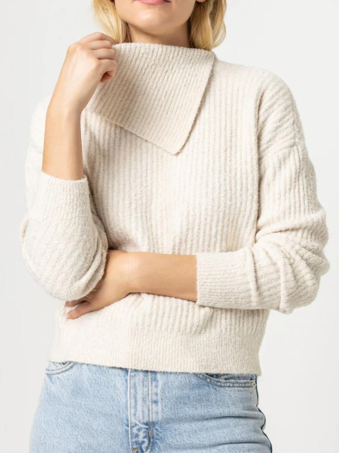 Lilla P - Easy Split Collar Long Sleeve Sweater - Sz S