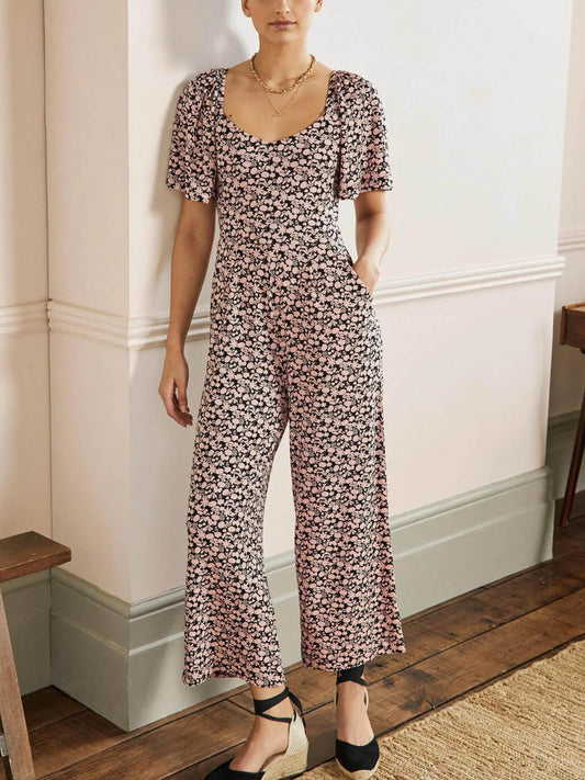 Boden - Flutter Sleeve Jersey Jumpsuit - Sz 8