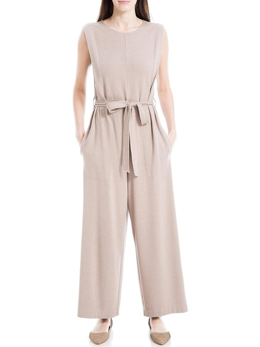 Max Studio - French Terry Sleeveless Waist Tie Jumpsuit - Sz L