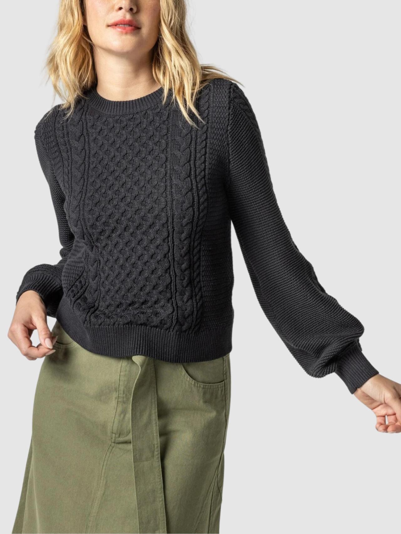 Lilla P - Long Sleeve Cable Crewneck Sweater - Sz S