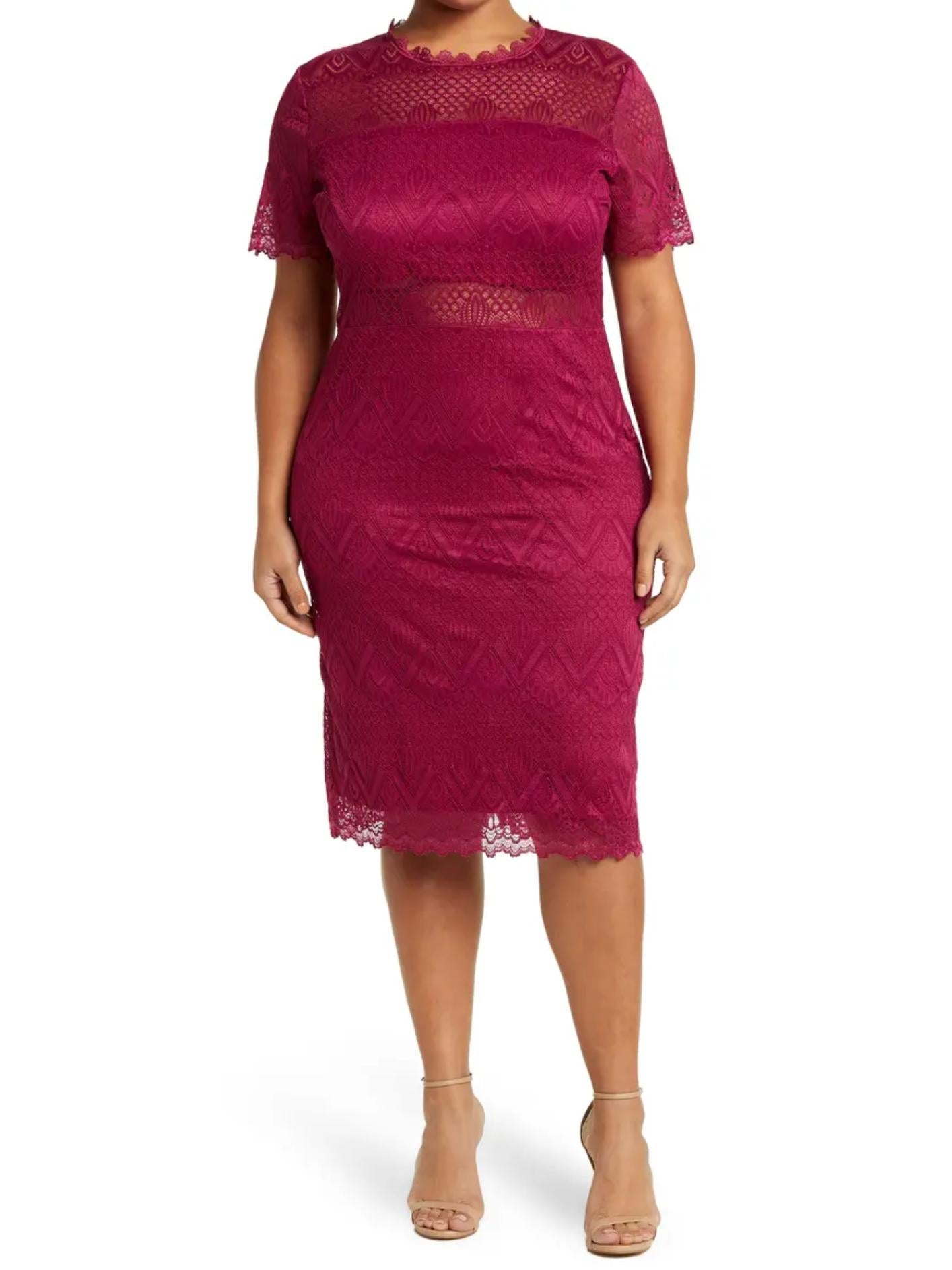 By Design - Lucie Short Sleeve Lace Sheath Dress - Sz 2X