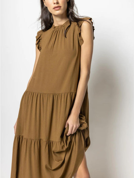 Lilla P - Ruffle Trim Peplum Maxi Dress - Sz M