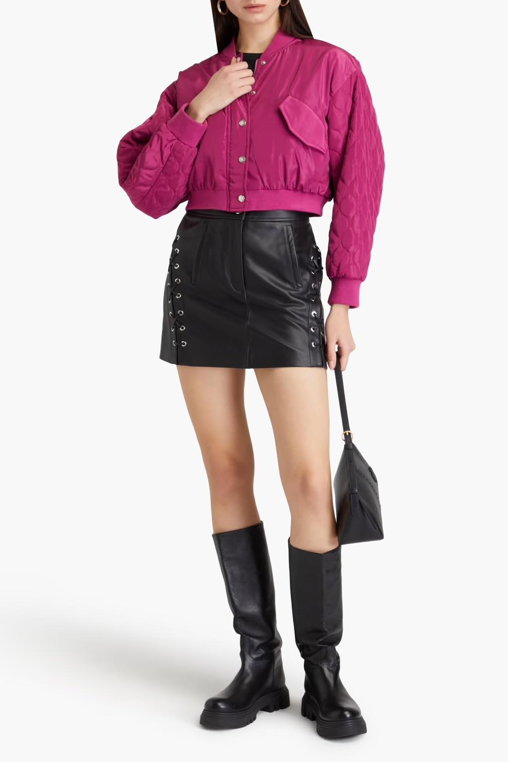 Maje - Lacing Detail Leather Mini Skirt - Sz M