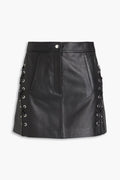 Maje - Lacing Detail Leather Mini Skirt - Sz M