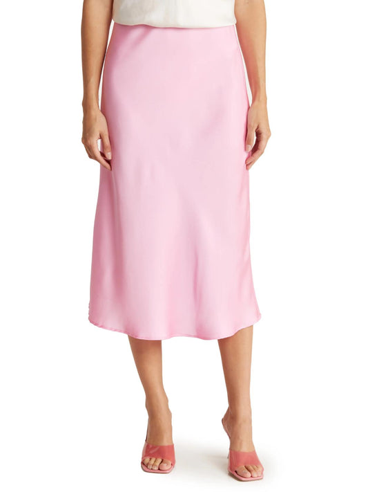 Renee C - Solid Satin Midi Skirt - Sz L