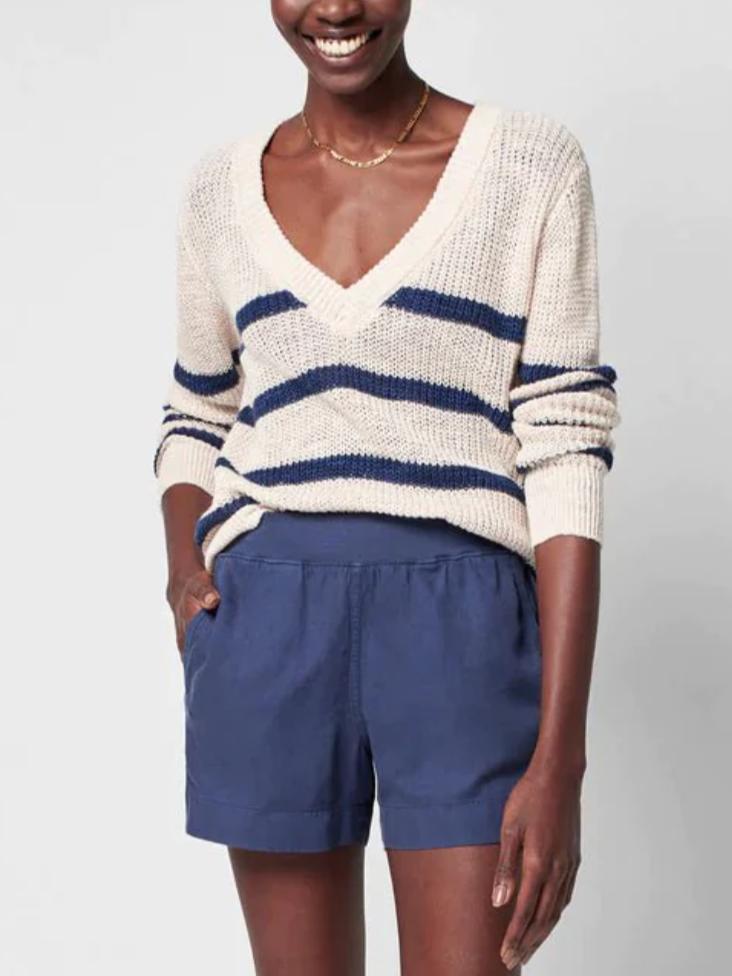 Faherty - Miramar V-Neck Linen Blend Sweater - Sz L