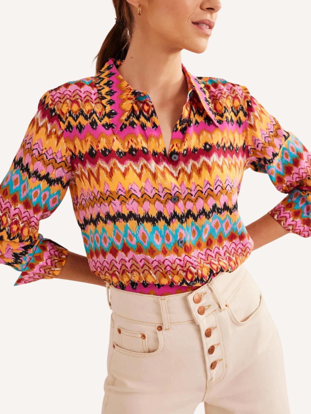 Boden - New Silk Button-Down Shirt - Sz 10