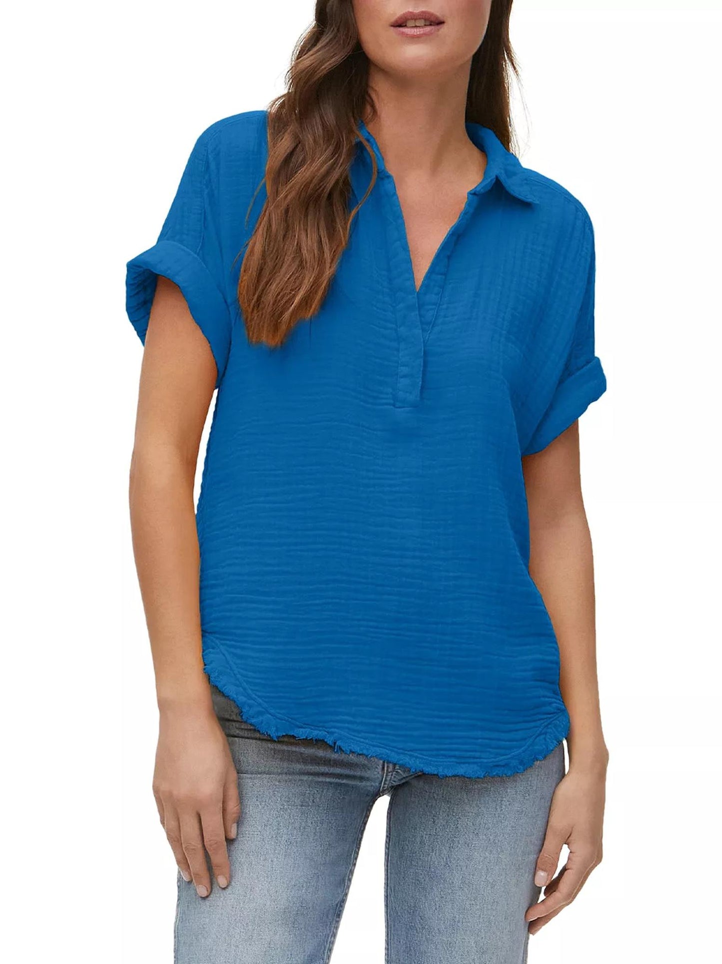 Michael Stars - Gigi Gauze Popover Short Sleeve Top - Sz L