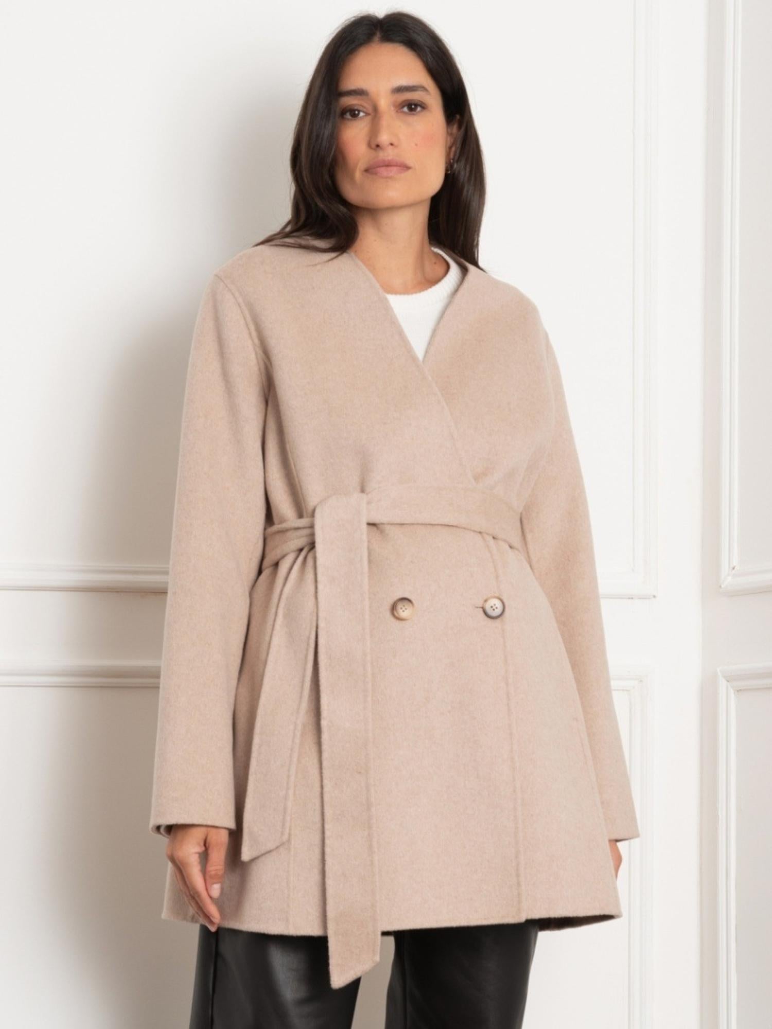 Seraphine - Chandler Double Breasted Wool Coat - Beige